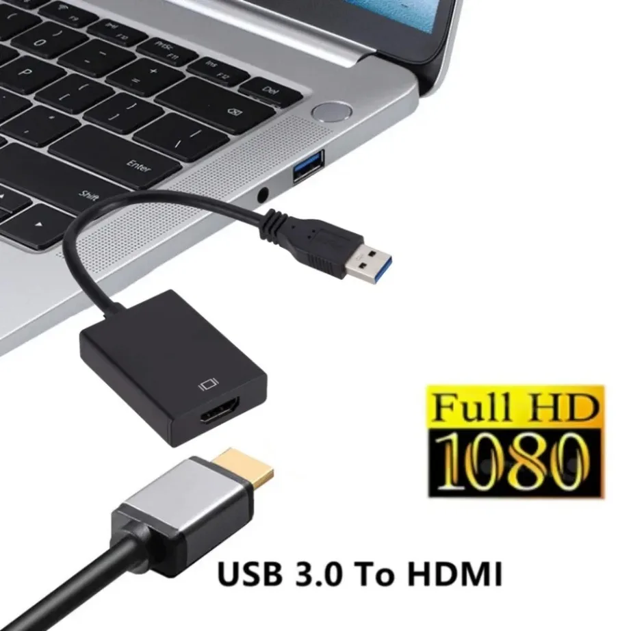 Adapter USB 3.0 na HDMI Kompatybilny z HDMI Konwerter Audio-Wideo HD 1080P Kabel do Komputera Stacjonarnego Laptopa HDTV Adapter USB na HDMI — zdjęcie produktu 2