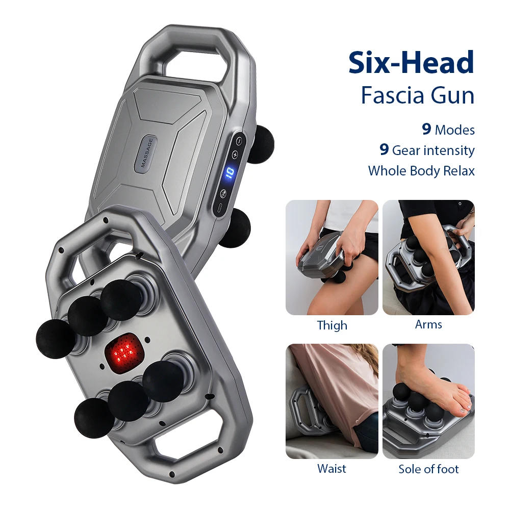 

Six-head Fascia Gun High Frequency Vibration Waist Shoulder Back Leg Deep Tissue Body Massager