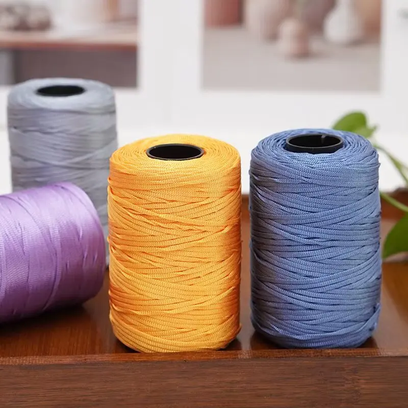 150g Mercerized Cotton Linen Flat Tape Yarn for Crochet Bags Hats Shoes DIY Summer Knitting Ribbon Yarn