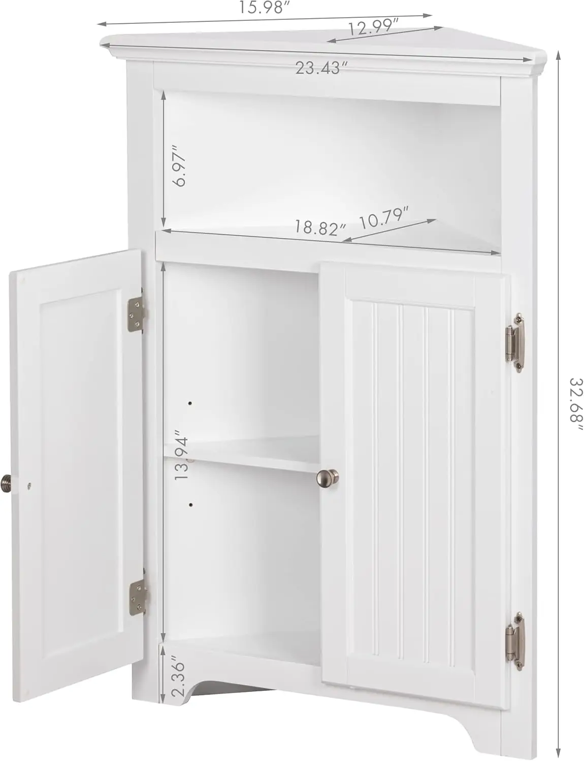 Bathroom Corner Storage Cabinet, Small Floor Corner Cabinet with Doors and Adjustable Shelves, Freestanding Narrow Cabinet Organ