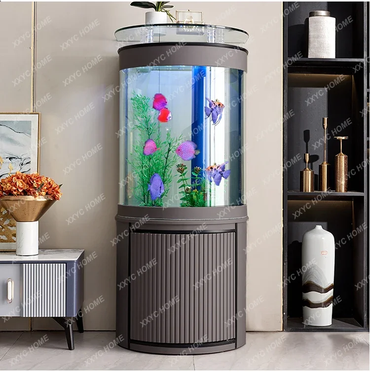 Fish Tank Living Room Medium Vertical Semicircle Glass Fish Globe Ecological Bottom Filter Aquarium