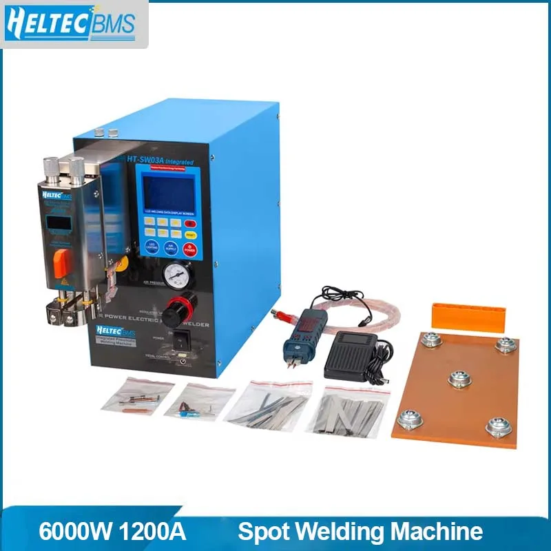 

6000W 1200A Industrial Pneumatic Built-in Air Compressor Transformer spot welding model 18650 21700 Battery Spot Welder