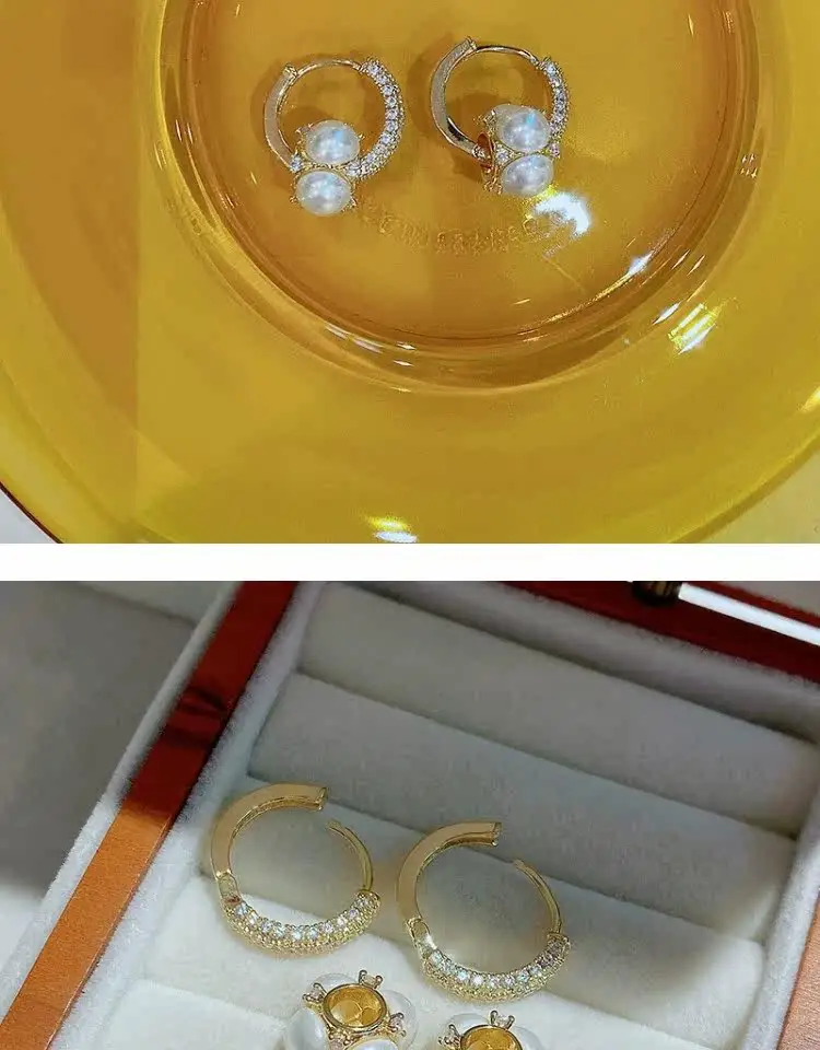 Neues Design, luxuriöser, mikropavébesetzter Zirkon-Ohrring mit Goldfarbenem Verschluss und künstlichem Perlenanhänger für Damen, vielseitiges Schmuck-Accessoire – Detail 17
