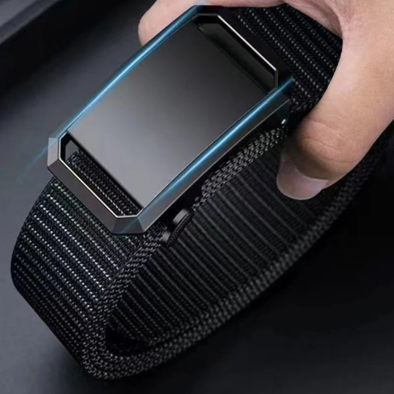 أحزمة قماش بإبزيم تلقائي بدون أسنان للرياضة قماش عمال أحزمة غير رسمية حزام رجالي بإبزيم معدني أوتوماتيكي #5