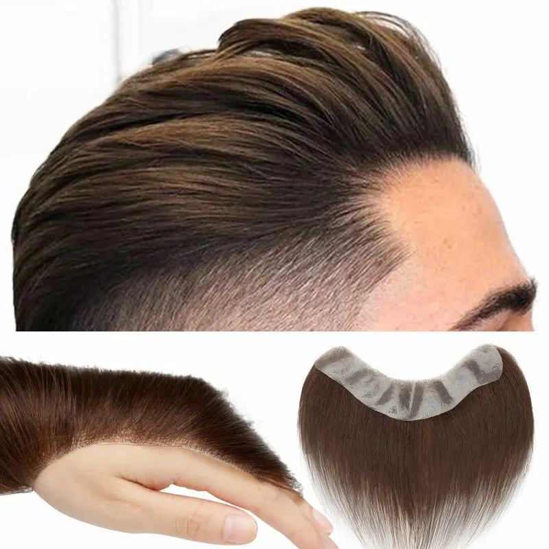 

Предварительно выщипанные зигзагообразные волосы, мужские парики, человеческие волосы, основа из искусственной кожи, нерегулярный узор для волос для большинства естественных образцов линий волос