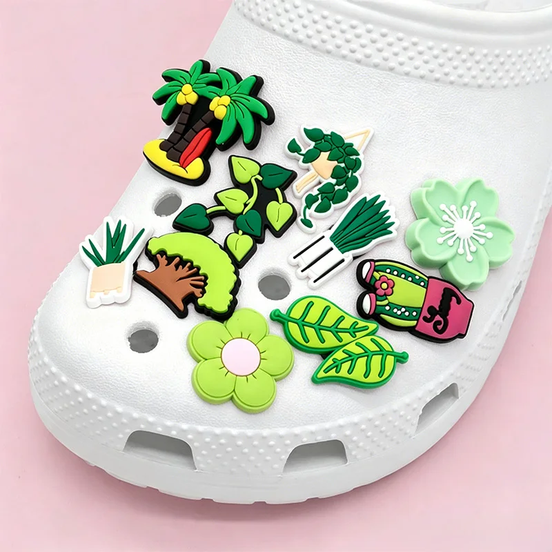 1/30 Stück Frühlings-Schuh-Charms, niedliche Avocado-Kaktus-Tropenblatt-Schuh-Charms, wasserdichte PVC-Clog-Dekorationen für Damen, Herren, Kinder – Detail 3