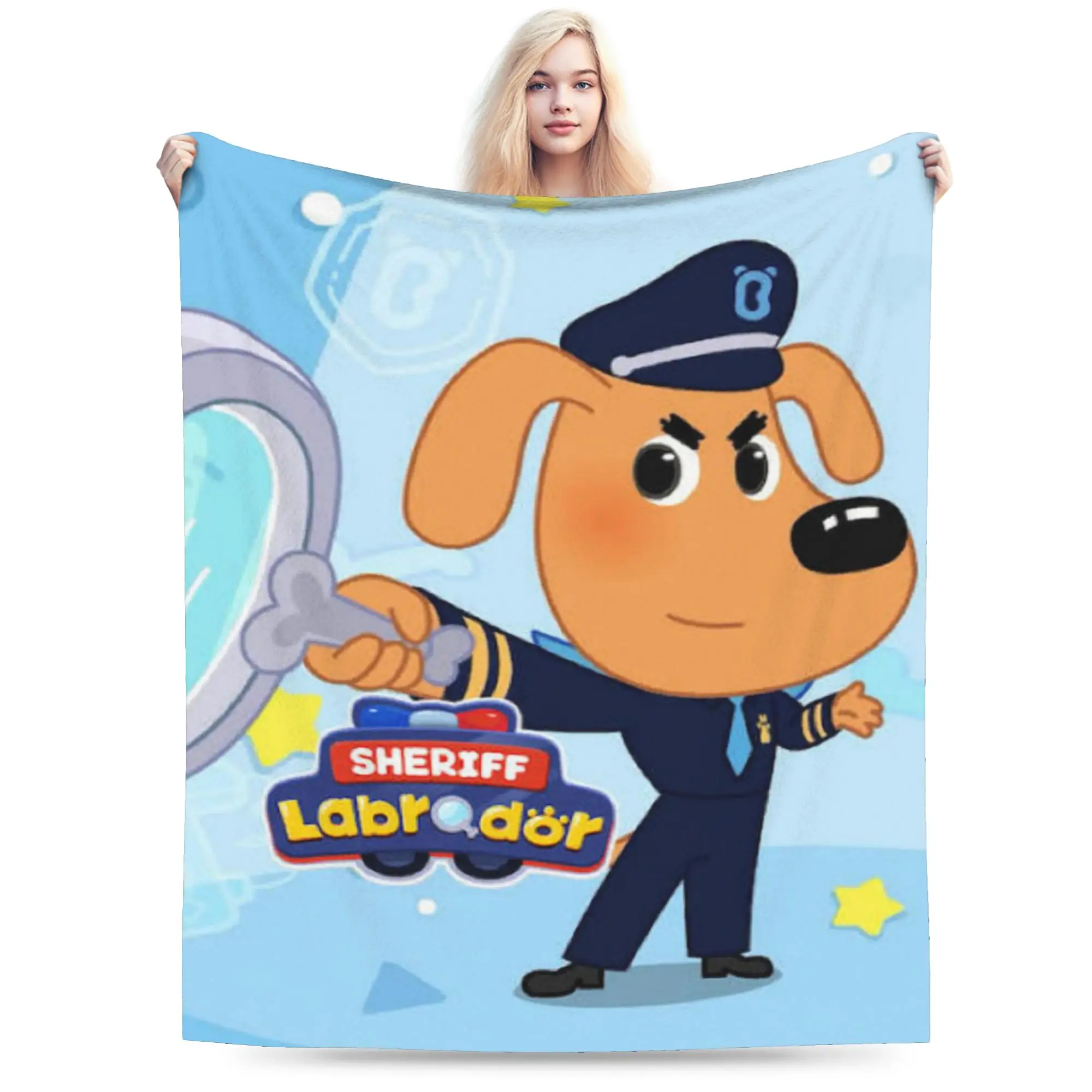 Safety Sheriff Labrador  Stuff Blanket Ultra-Soft Fleece  Throw Blanket Relax Rug Piece
