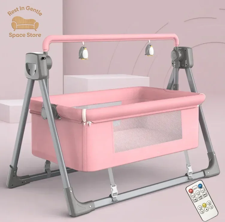 Custom Multi-function Electric Baby Rocking Cradle Bed Easy Foldable Baby Bassinet with Music Mosquito Net Electronic Baby Swing