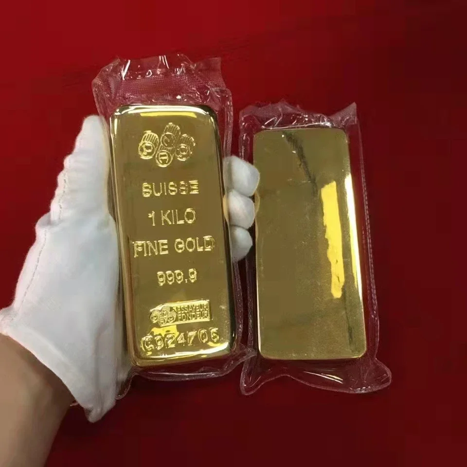 1:1 Copy Switzerland 1kilo/1000g 24k Gold Bar Bullion Replica Swiss Jewelry Store Bank Display Anti-theft Sample