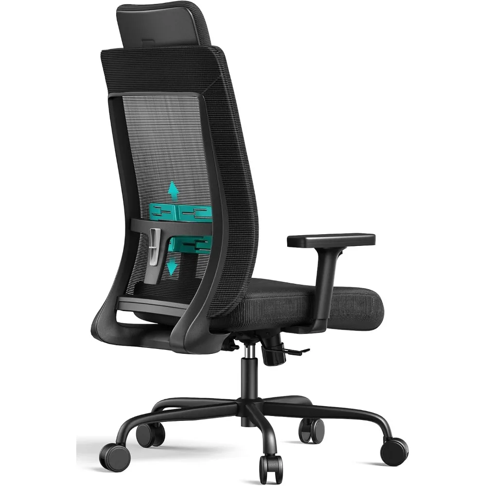 Silla de oficina ergonómica que se inclina en cualquier ángulo para bloquear en un escritorio de computadora de respaldo alto con soporte lumbar ajustable