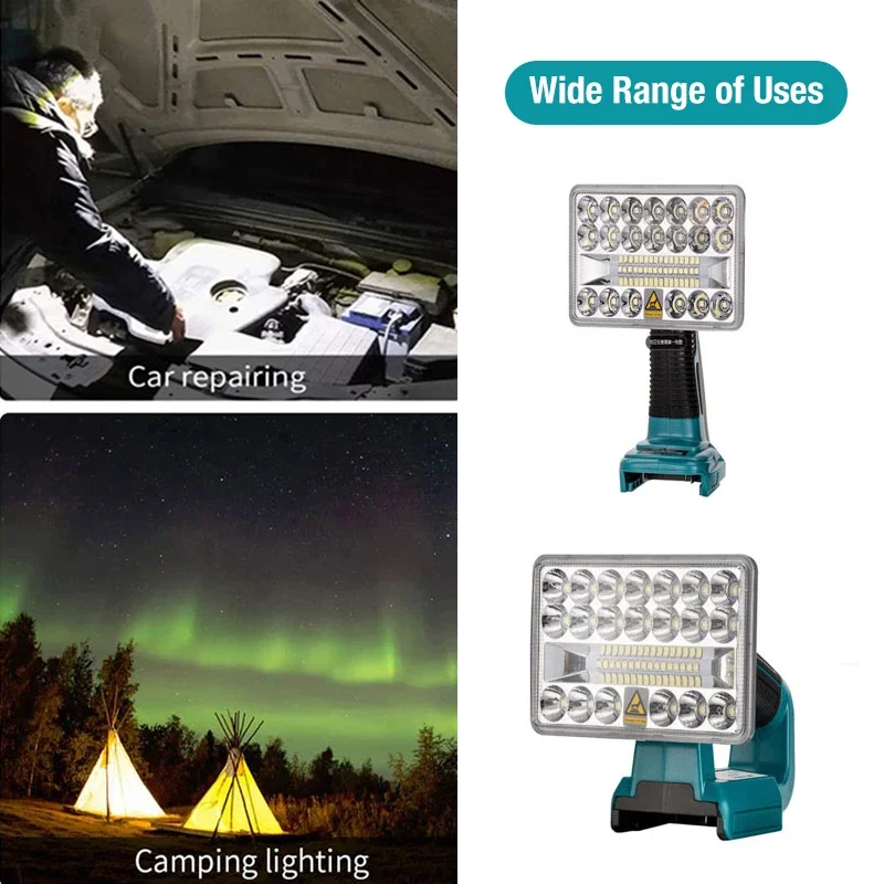 LED 懐中電灯屋外コードレススポットライトマキタ 14.4V 18V LXT BL1430 BL1850 BL1860B リチウムイオンバッテリー 2000LM 5 インチ