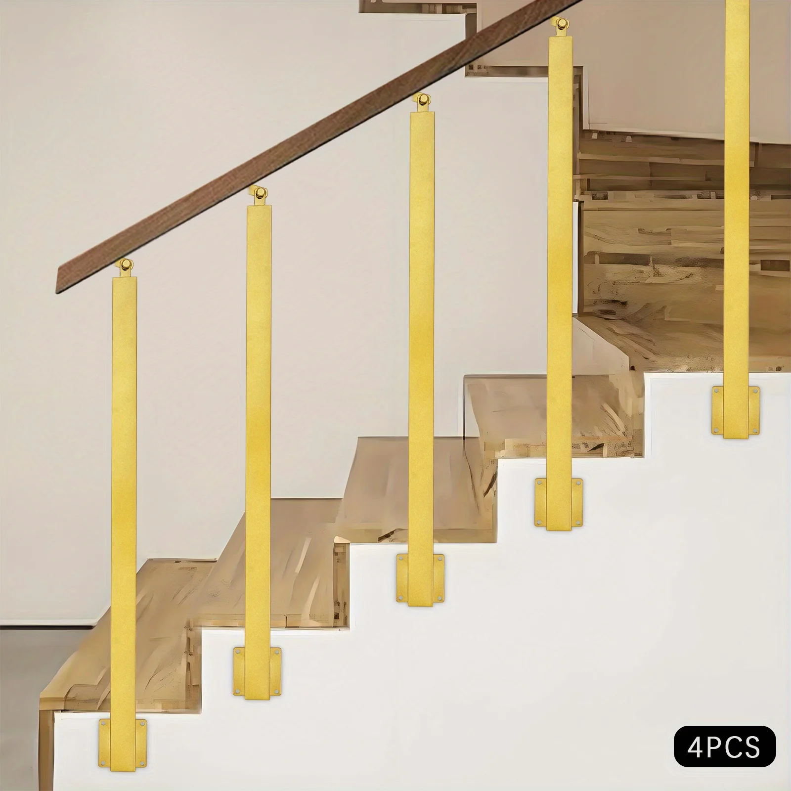 85cm階段手すり側面取り付け4個 - ゴールデンカラー、階段、ヴィラ、玄関、廊下に最適