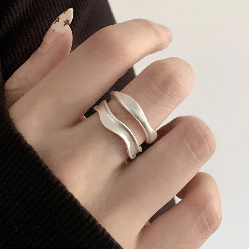 925 Sterling Silver Rings For Women Jewelry Gold Color Vintage Adjustable Chunky Ring Original New Designer Luxury Jewellery
