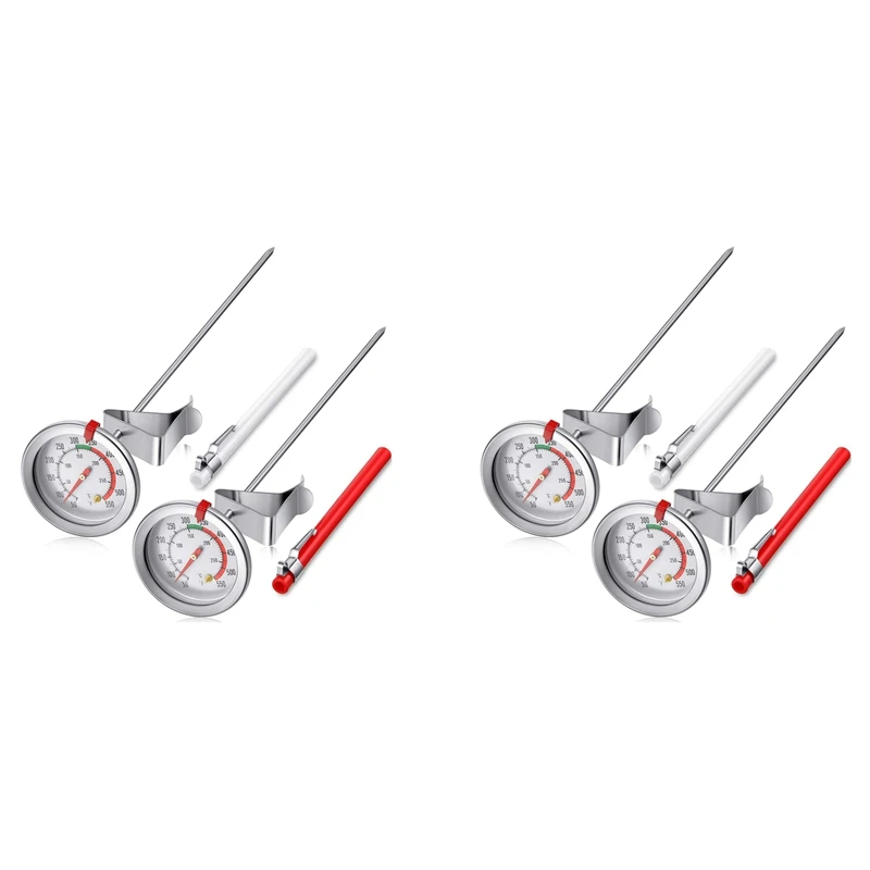 4 Pieces Stainless Steel Thermometer Instant Read Dial Thermometer 11.8 Inch Long Stem Fry Thermometer