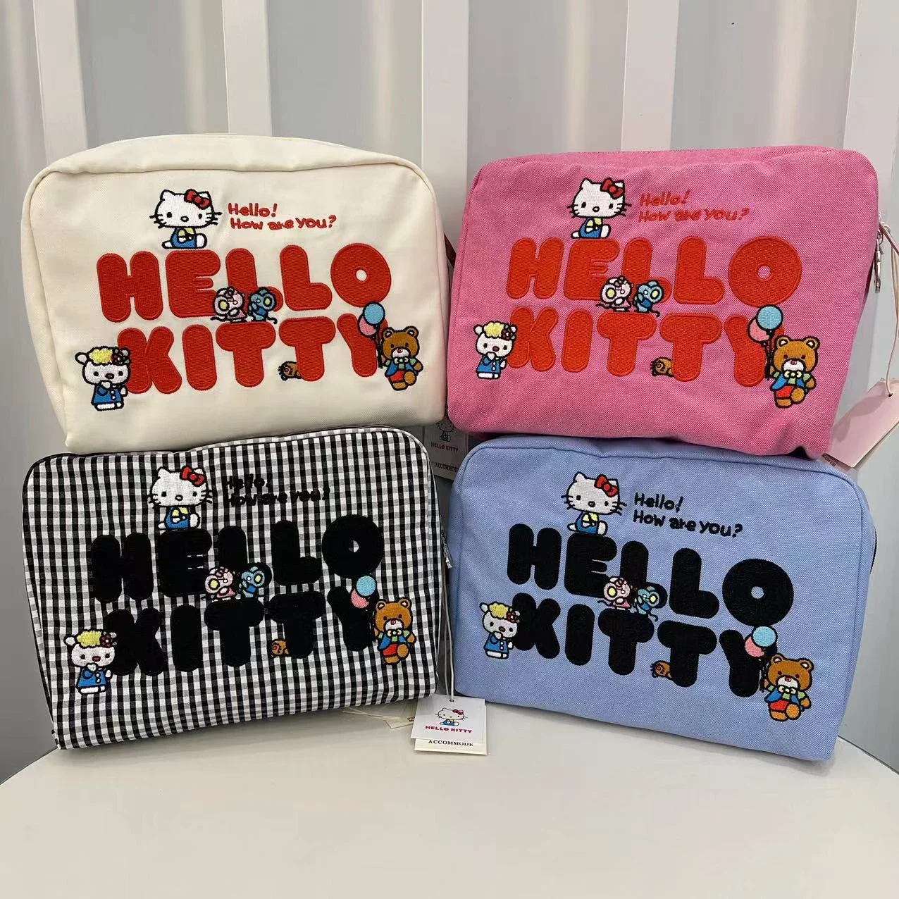 

Милая тканевая сумка Hellokitty с мультяшной вышивкой женская маленькая квадратная сумка для хранения косметики высокое качество мини розовая сумка-тоут через плечо