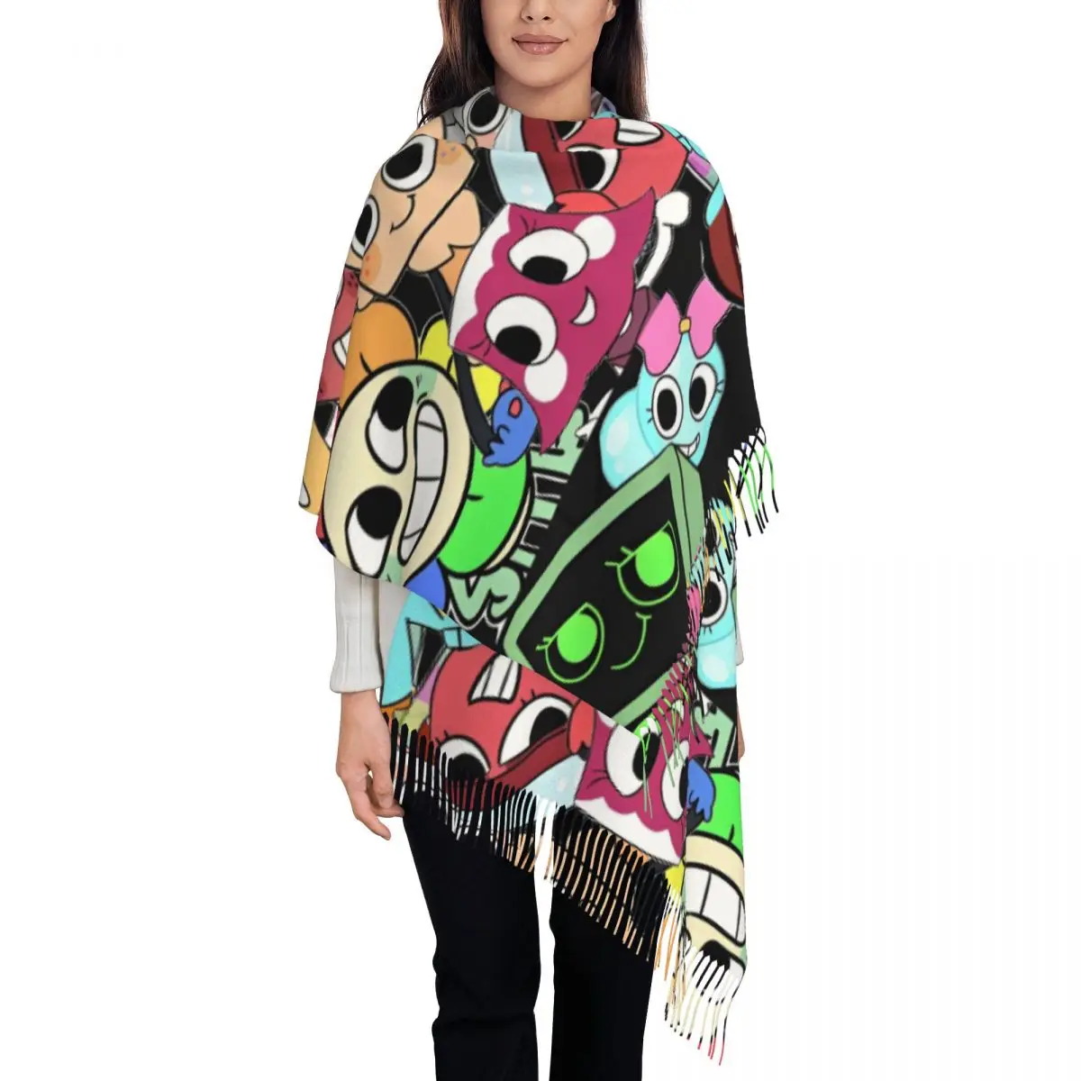 

Dandy World, шали для видеоигр, женские зимние теплые длинные мягкие шарфы, шейный платок, шарфы с кисточками