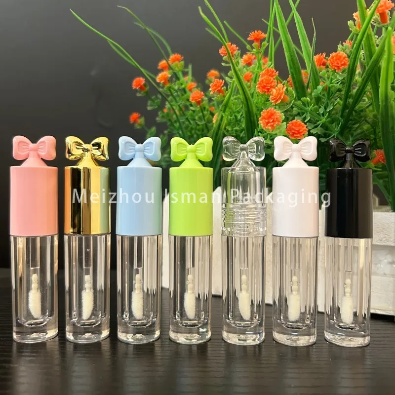 

50Pcs 2.5ml Capacity Pink Round Lip Gloss Tube with Big Brush butterfly Cap Screw Cap Plastic Cosmetic Lipgloss Packaging