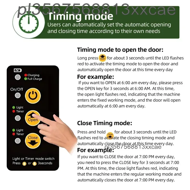 باب الدجاج الأوتوماتيكي يعمل بالطاقة الشمسية من سبائك الألومنيوم مع وضع يدوي لجهاز الاستشعار عن بعد لسلامة حظيرة الدجاج