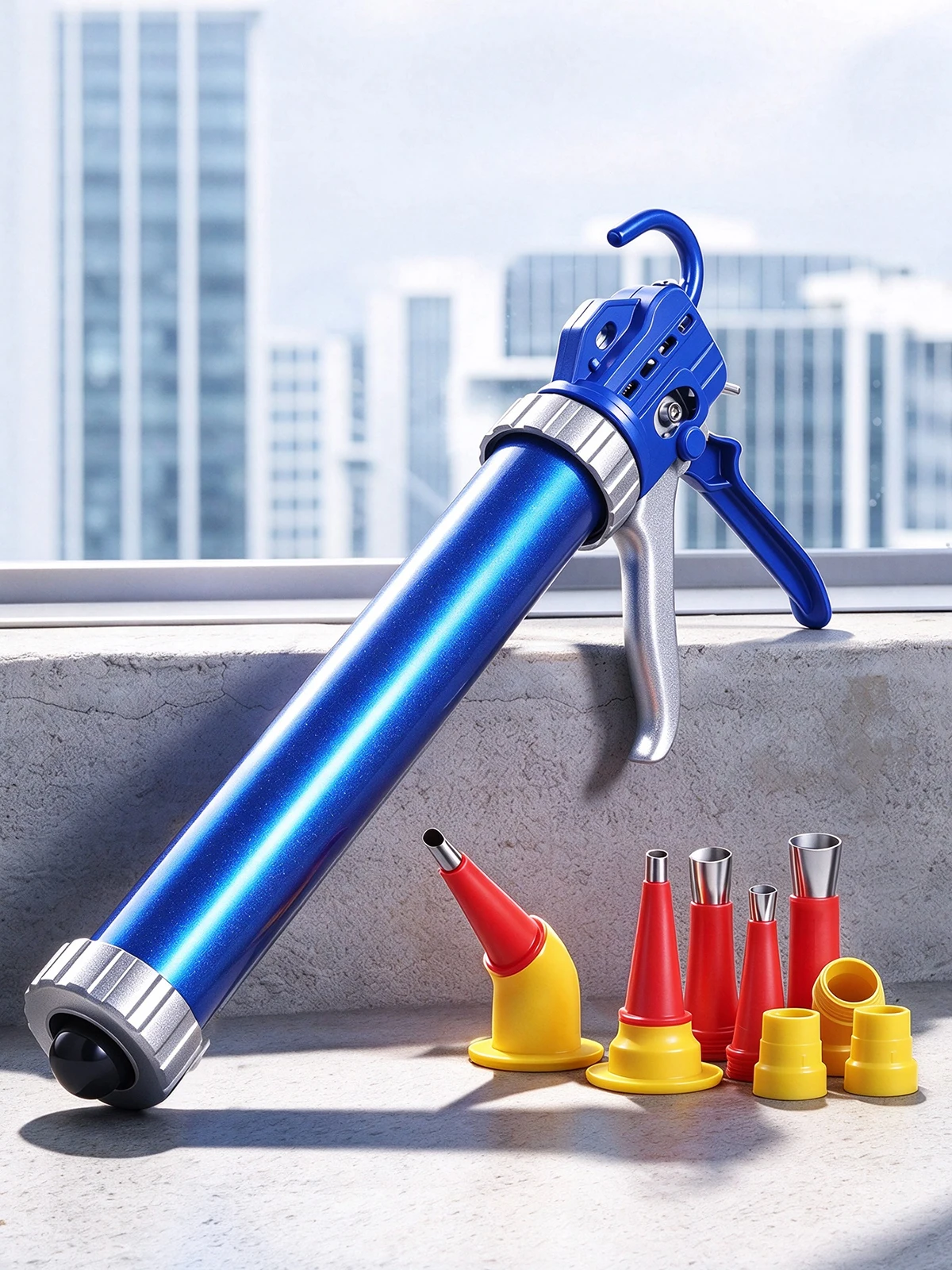 Manual Caulking Gun 360 Degree Rotating Labor Saving 32 Bearings Drip Free Heavy Duty for Glass Silicone Sealant Aluminum Alloy