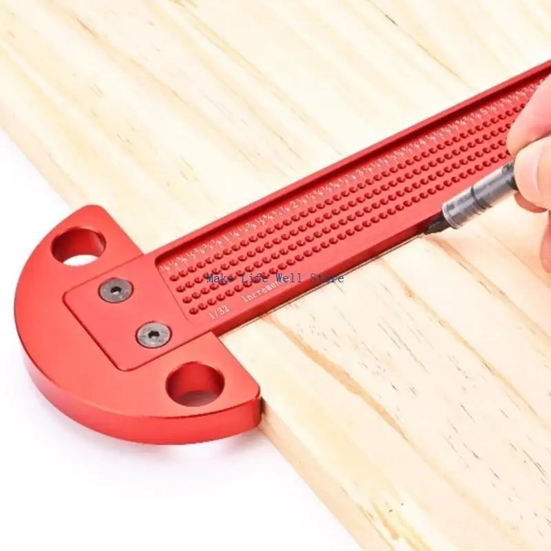 Woodworking Scriber T-Type Ruler, Scribing Gauges, Aluminum Hole Gauges Carpenter Marking Tool Line Drawing Ruler
