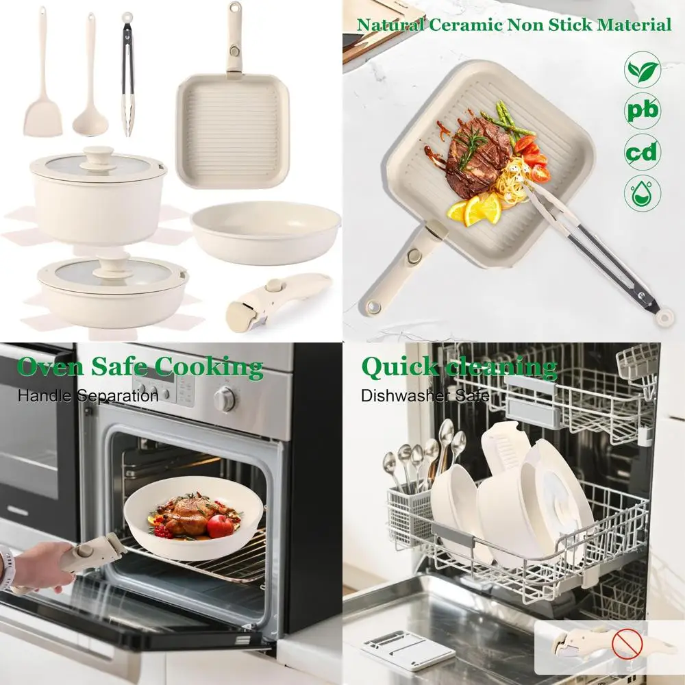 

12 pcs kitchen cookware set aluminum non stick pan removable & microwaveablewith, induction pot pan set for rv cookware,oven saf