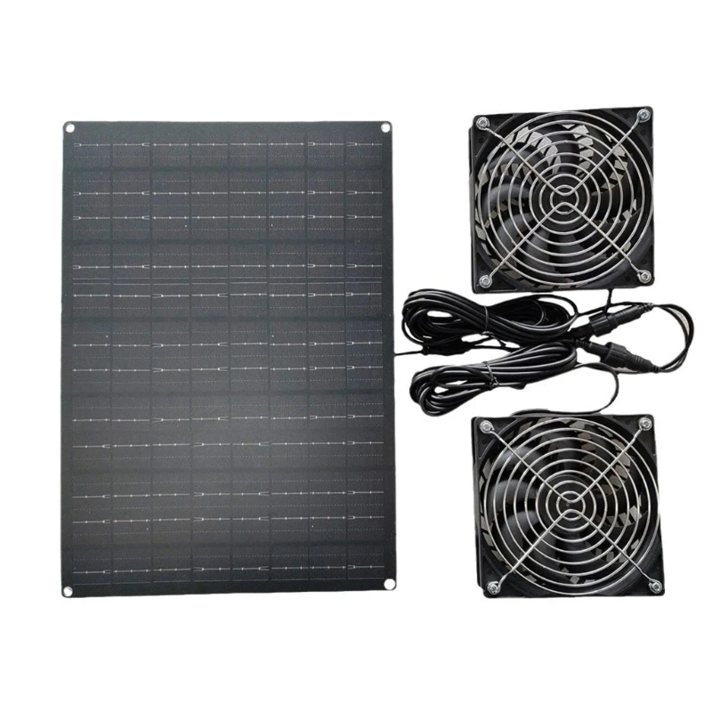 Efficiency 15W/12V Monocrystalline Solar Panel with Ventilation Fans Low Noise 15W Solar Panel set for Animal Shelters