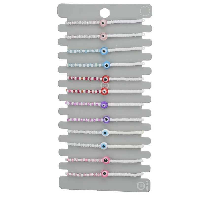 YEYULIN 12pcs/set Shell Colorful Beads Bracelet For Women Men Multi-style Clay Beaded Adjustable Rope Braided Bracelet Jewelry