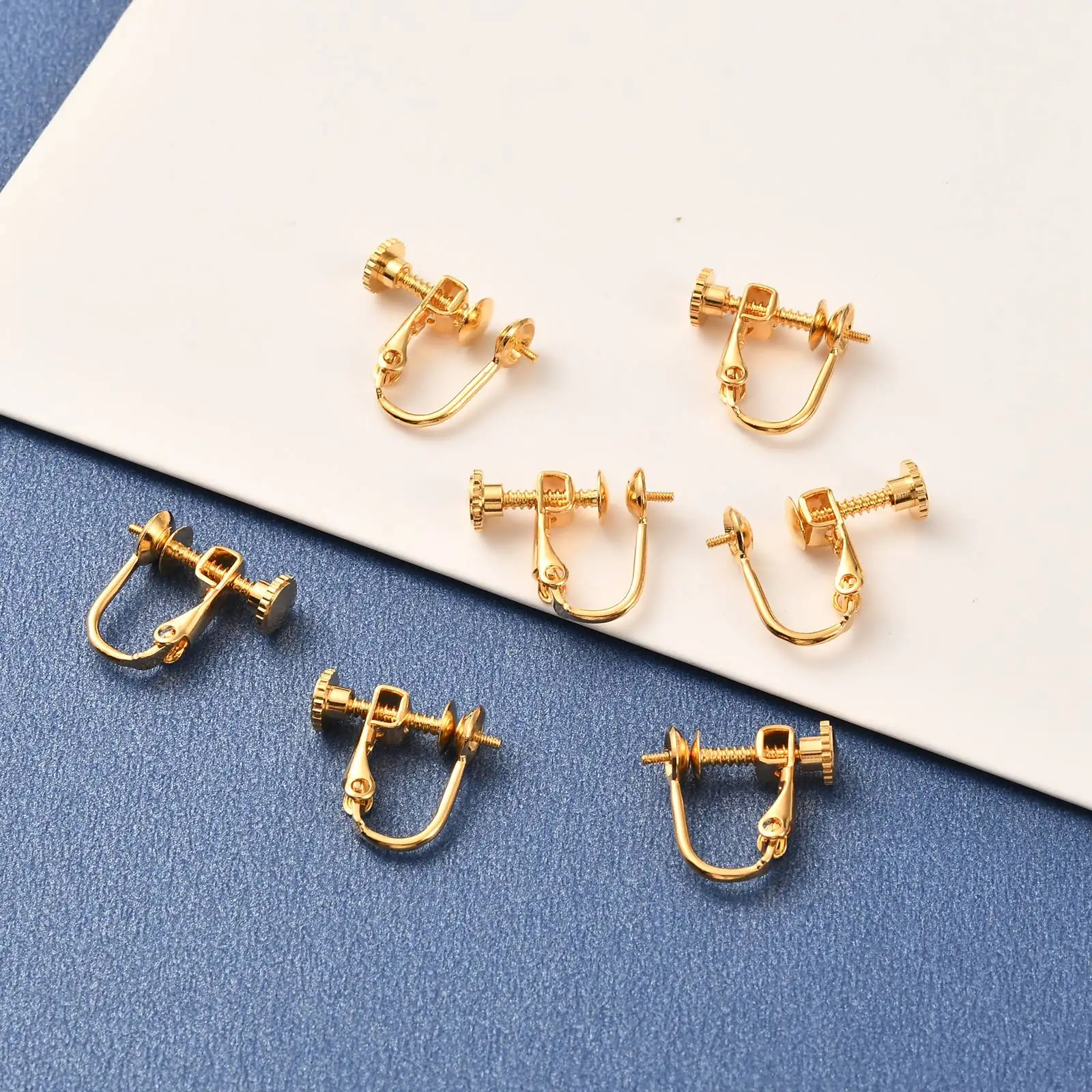 Kissitty 4Pcs/Lot Brass Gold Color Screw Style Clip-on Earring Findings DIY Handmade Clip Jewelry Making Findings