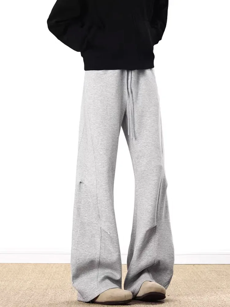 

Cleanfit Men's Casual Trousers Autumn Winter Flared Pants Heavy Du Knife Wrinkles Leisure Sport Trousers Straight Leg