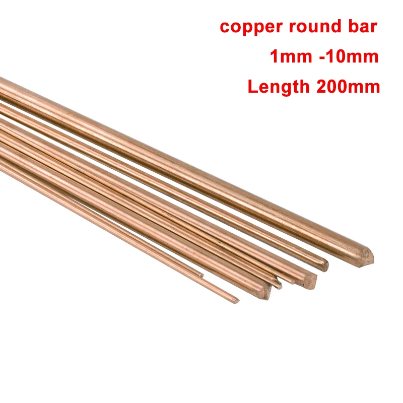 

multiple sizes copper round bar rod metal rods diameter 2mm -10mm Length 200mm