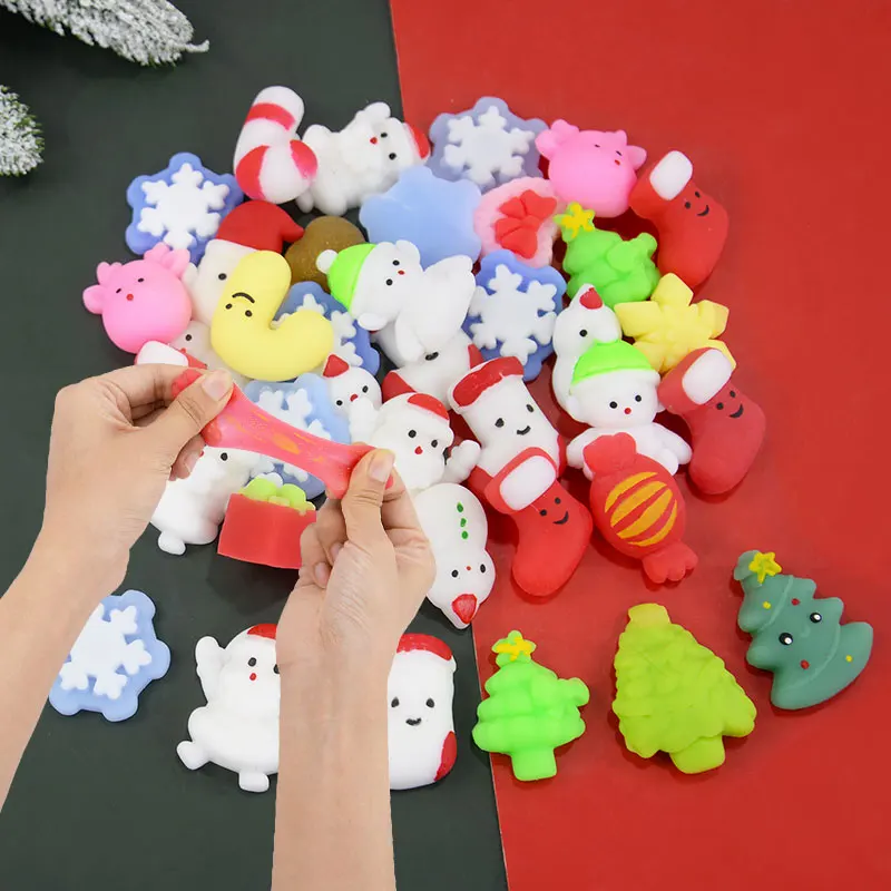 10Pcs Christmas Pinch Music Toys Christmas Stocking Snowman Snowflake Kids Squeeze Toys Xmas Navidad Noel Decompression Gift