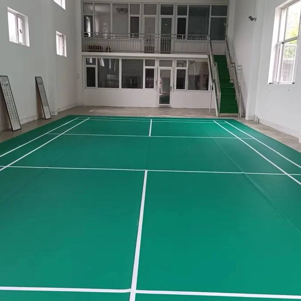 Beable Easy Remove Green Color Vinyl Badminton Court Mat Premium Multi-purpose And Sports Flooring Suppliers