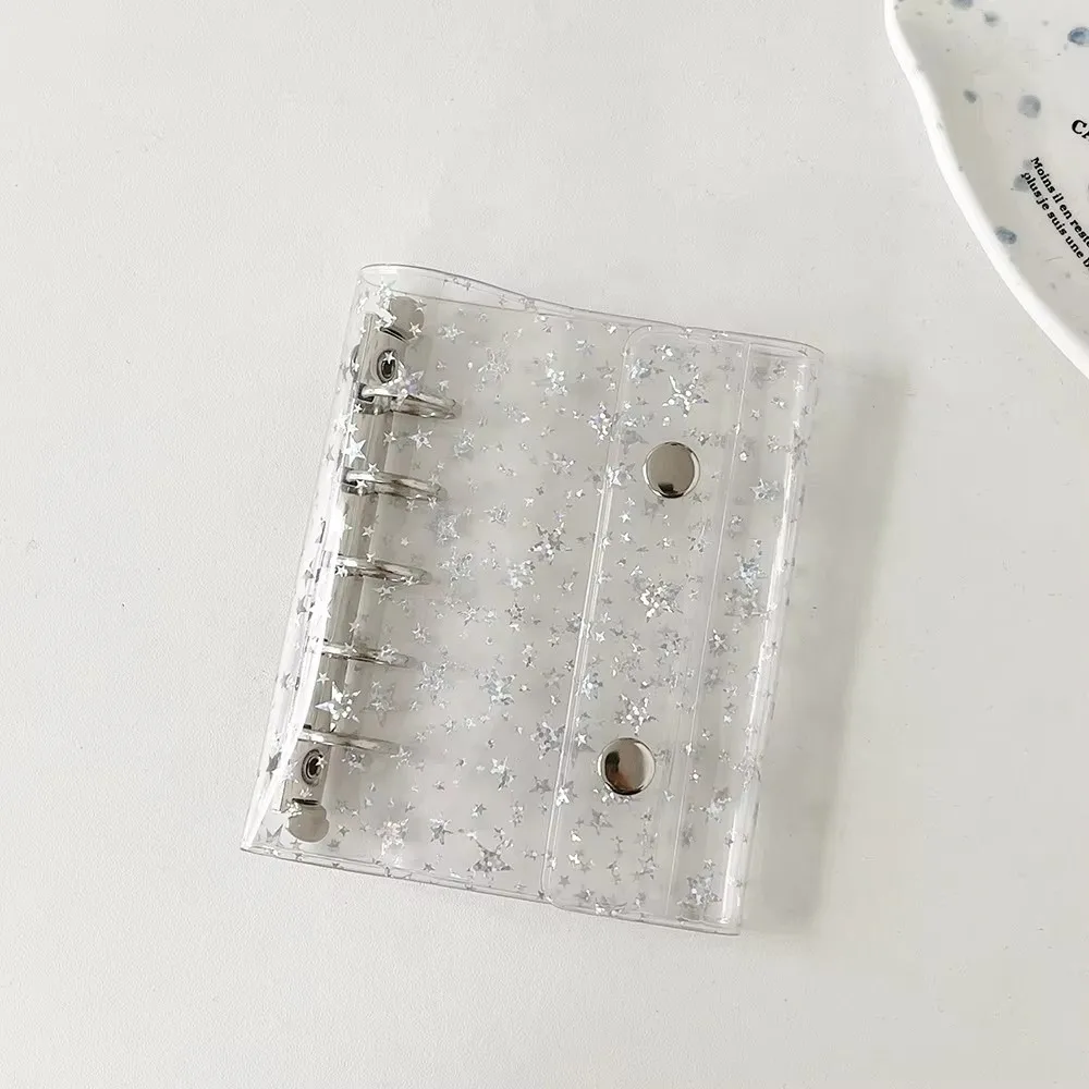 Y2k Fashion Loose Leaf Card Album Sparkling M5 Stars Transparent Photo Storage Card Holder Loose Leaf Design Buckle Closure
