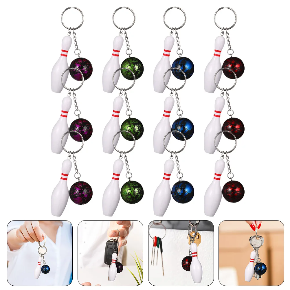 

12 Pcs Bowling Balls Key Chain Keychain Simulated Keychains Sports Themed Rings Baseball Gifts Mini Pendants