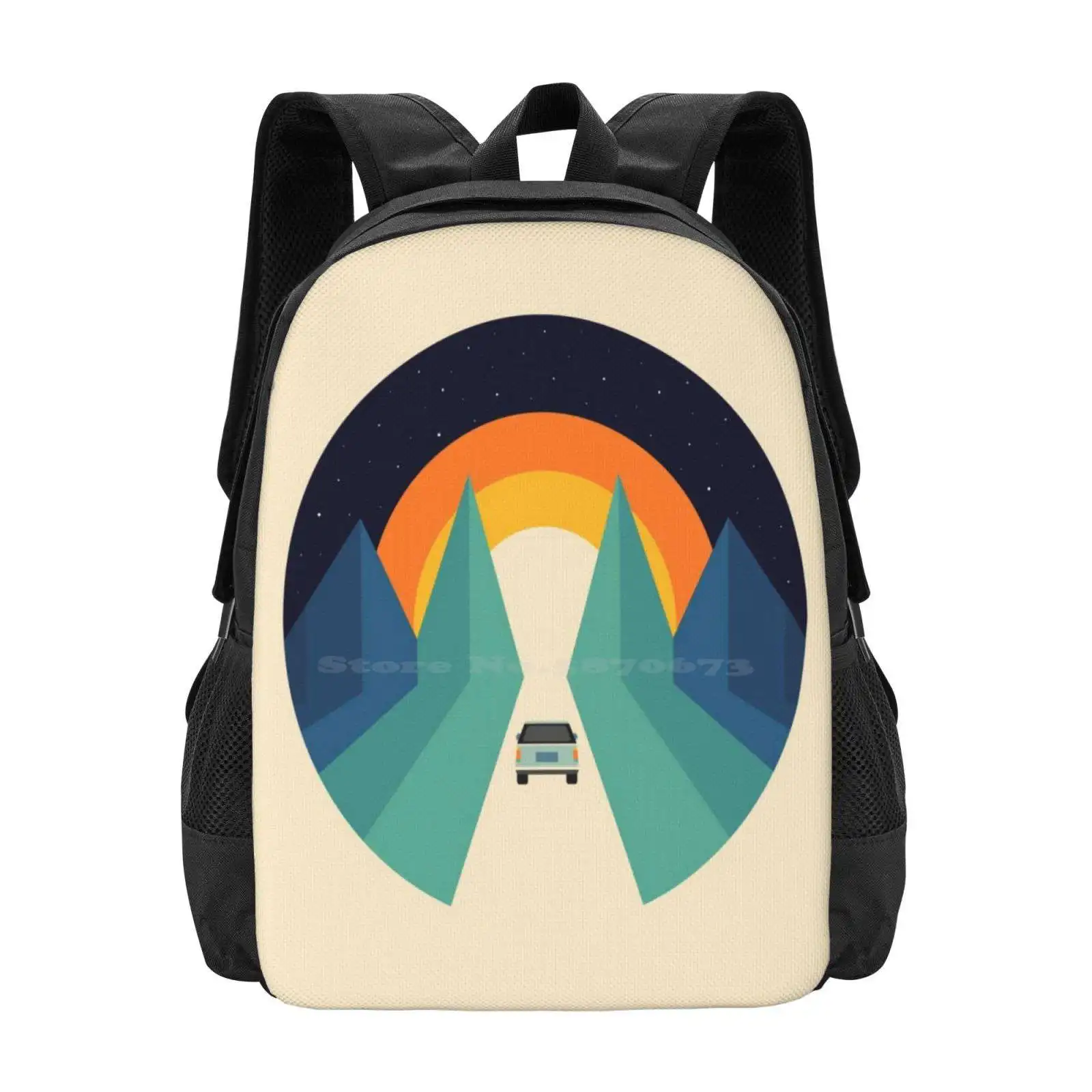 Wonderful Trip Hot Sale Backpack Fashion Bags Road Trip Wonderful Break Vocation Rainbow Universe Cute Fun Happy Smile Lovely