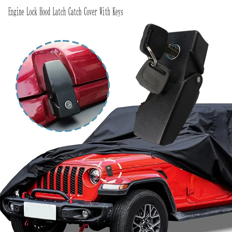 

Durable-Car Engine Hood Lock 1Set With Keys Latch Catch Cover For Jeep Wrangler JK Unlimited 2007-2017