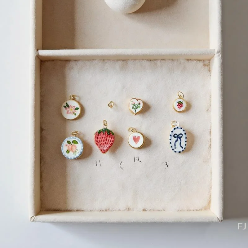 [YU]Simple And Versatile Color Blocking Butterfly Love Flower Diy Pendant Accessories Gold-Plated Color Preservation