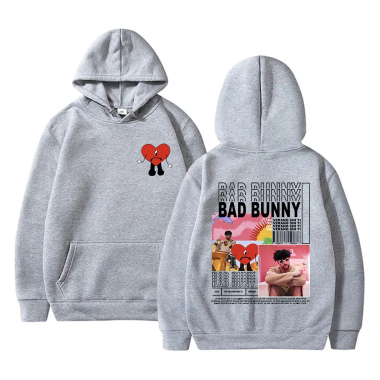 Rapper Bad Bunny Un Verano Sin Ti Music Album Hoodie Men Woman Vintage Hoodies Hooded Sweatshirt Hip Hop Rap Male Streetwear Y2k