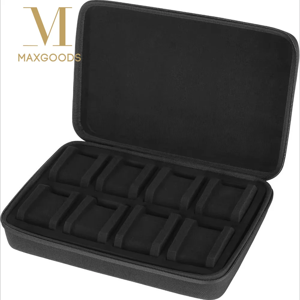 Portable 6/8/10/12/15 Slots Watch Box Hard EVA Watch Display Holder Drop-resistant Zipper Closure Watch Case Home Use