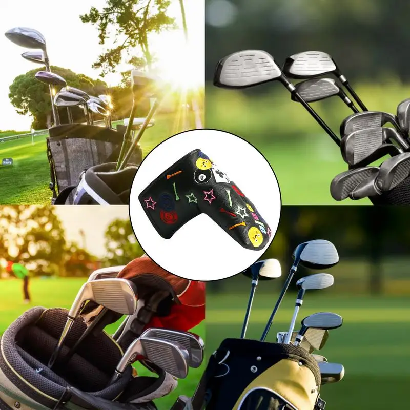 Golf Club Cover Golf Headcovers PU Leather Golf Club Headcovers Colorful Print Golf Iron Head Covers For Outdoor Activities