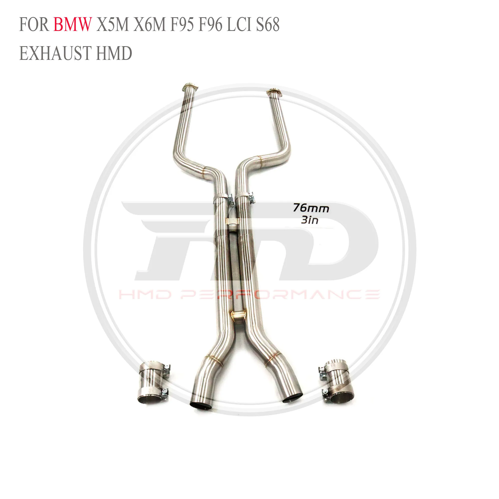 

HMD Лидер продаж SS304 Средняя труба для BMW X5M X6M F95 F96 LCI S68 Выхлопная труба Простая установка X-образный дизайн