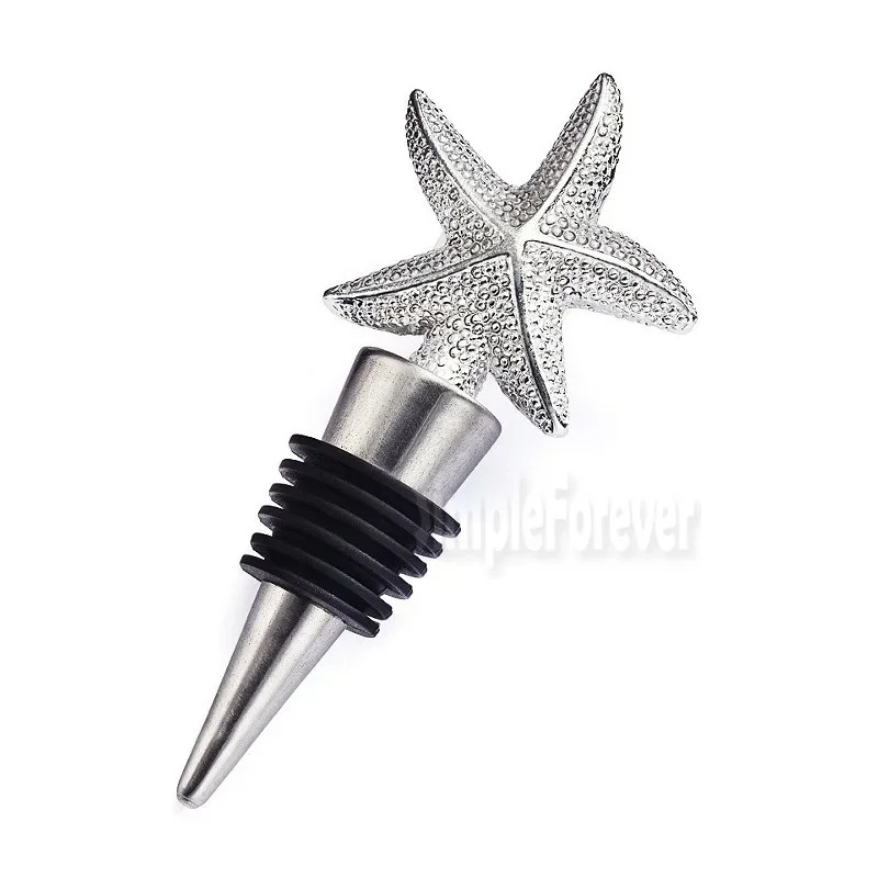 50pcs Beach Starfish Wedding Wine Stopper Favor with Box Metal Birthday Party Gifts for Guests Wedding Favor Gift