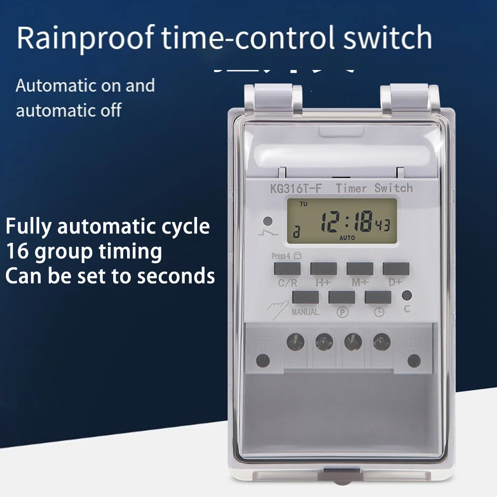 Time Controller Intelligent Timer With Cover LCD Display Plastic Transparent Wall-mountable Waterproof 10A 220V