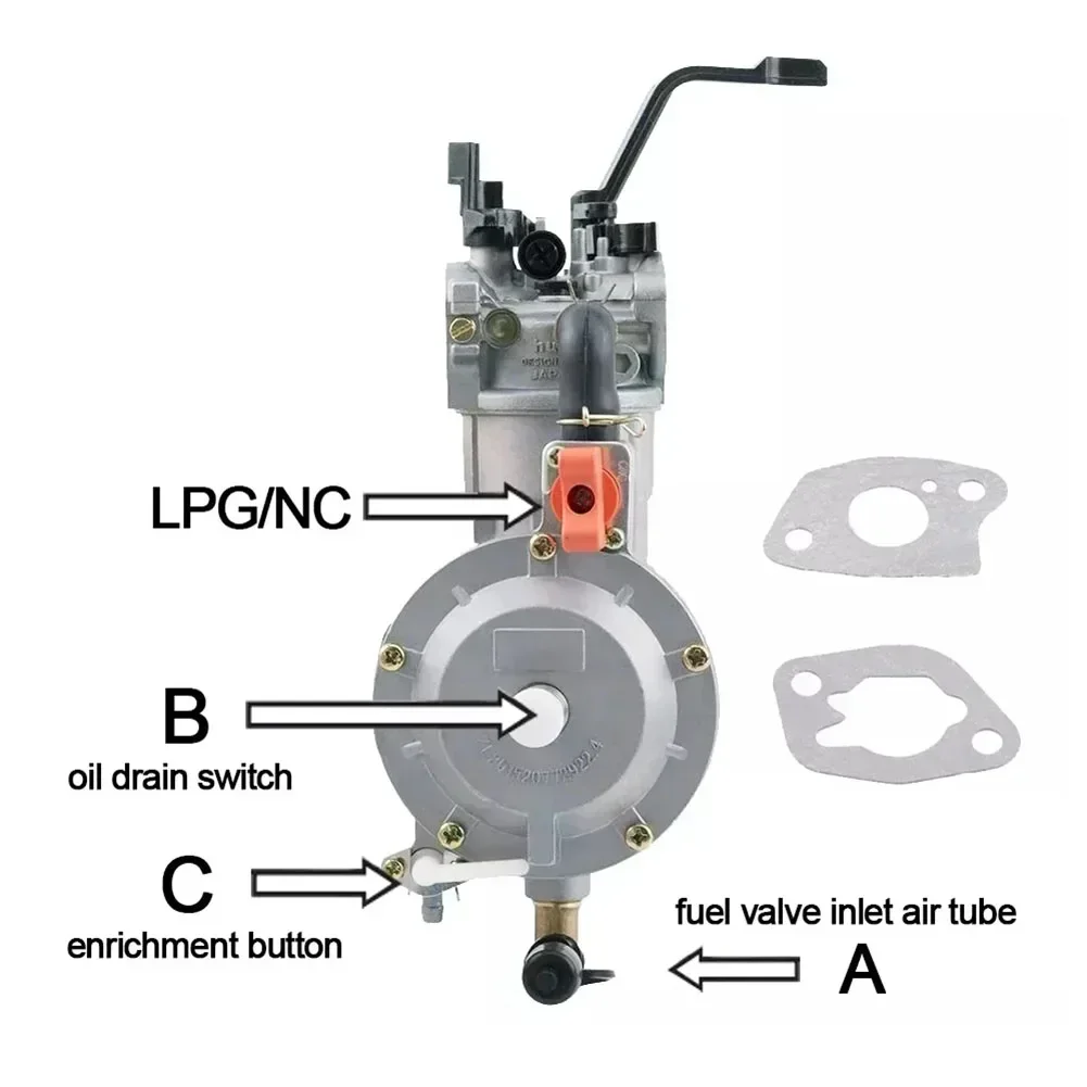 Imagem -04 - Kit de Carburador de Combustível Duplo para Gerador a Gasolina Lpg168 170 1kw a 3.5kw 168f 170f 6.5hp 23kw Lpg-ng Kits de Conversão Peças do Gerador