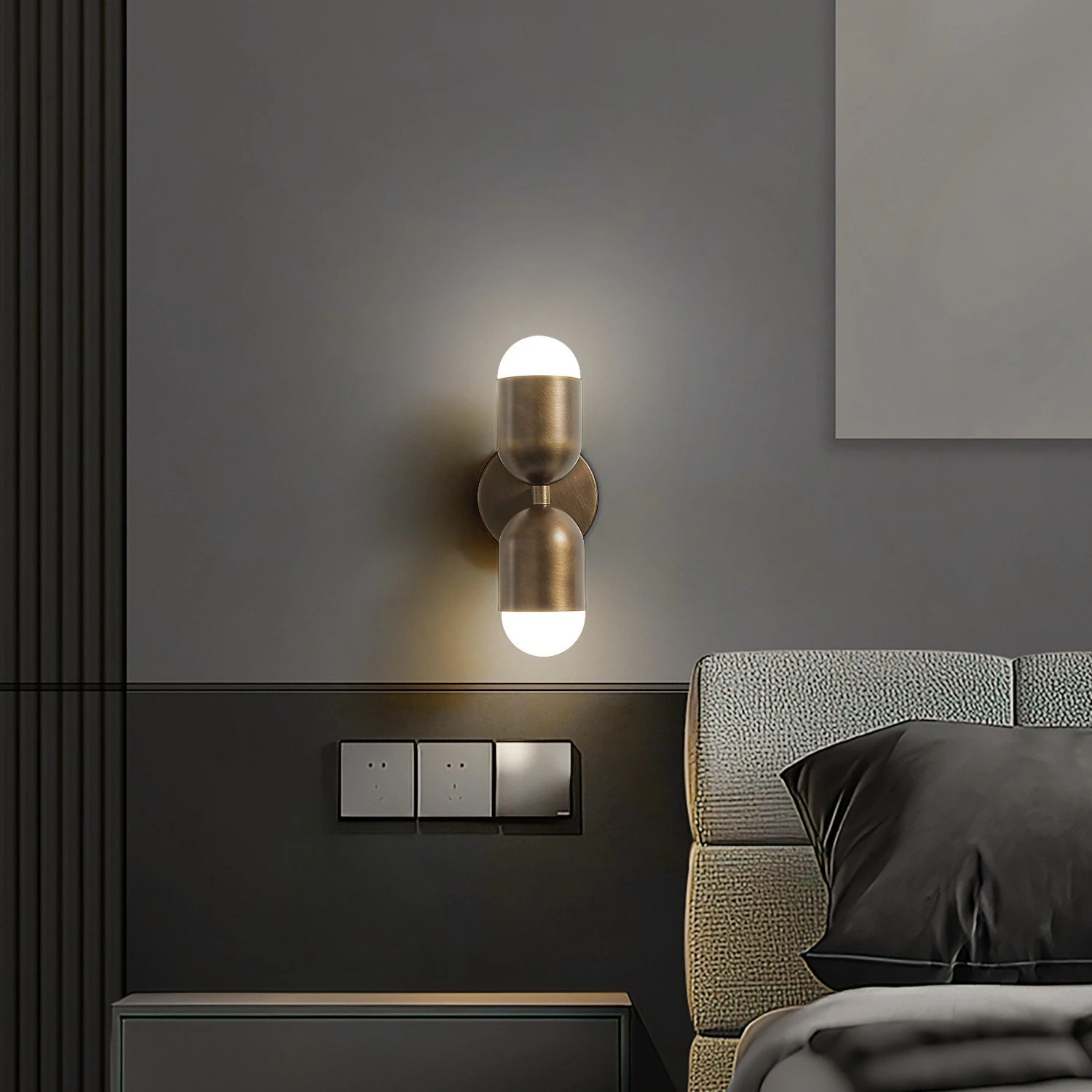 European Style New Retro All Copper Wall Lamp Living Room Corridor Bedroom Bedside Lighting Fixture Single/double Head
