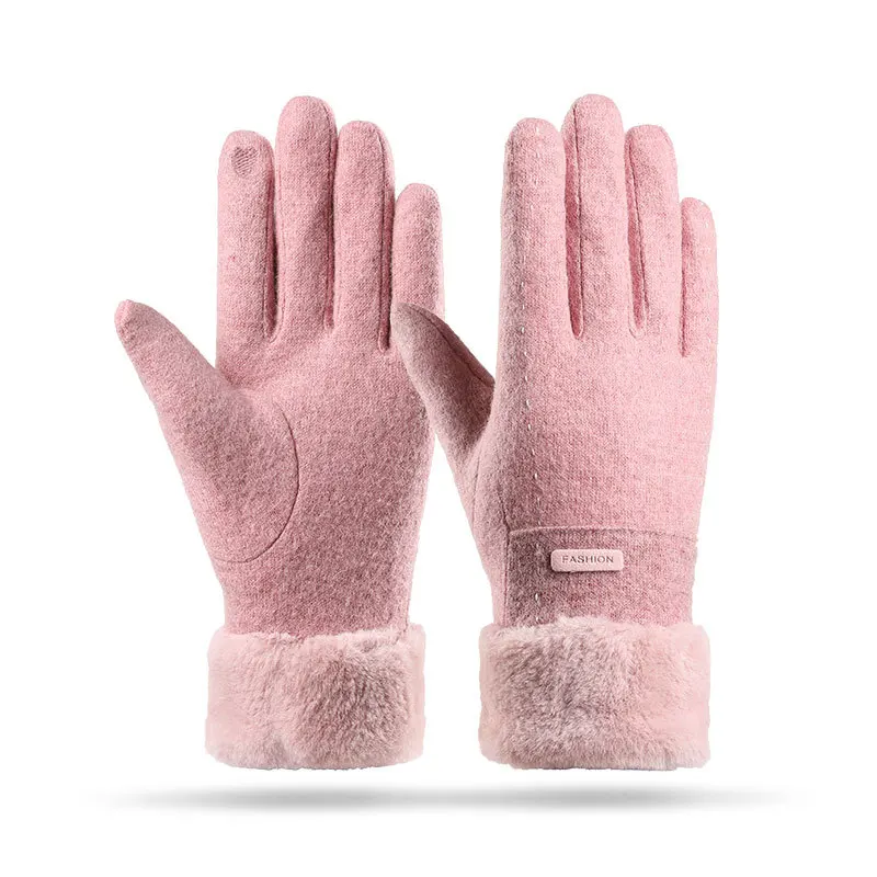 Guanti invernali da donna scaldamani guanti foderati in pile termico Full Finger Touchscreen impermeabile Sport all\'aria aperta guanto da ciclismo