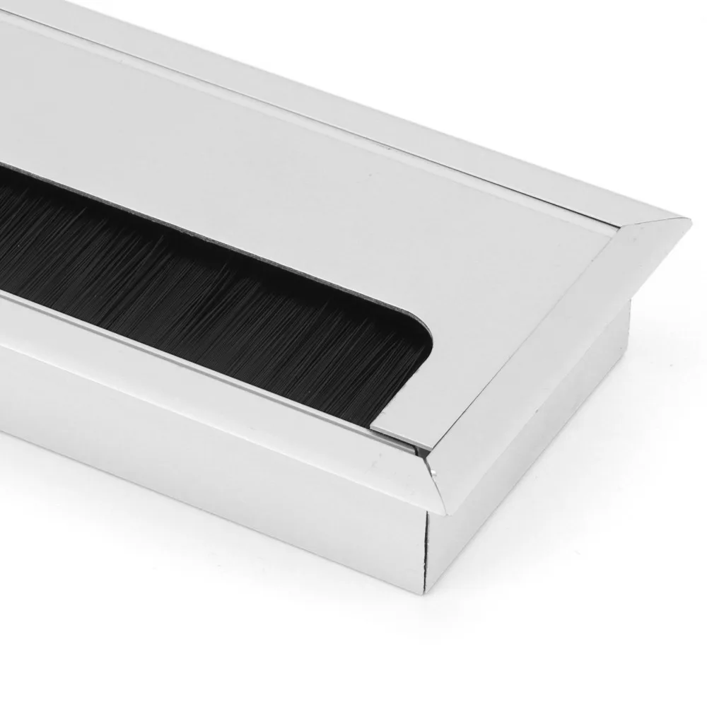 Durable Silver Wire Hole Cover Aluminum Alloy 160mm x 80mm Cable Grommet Rectangle Cable Grommet Home