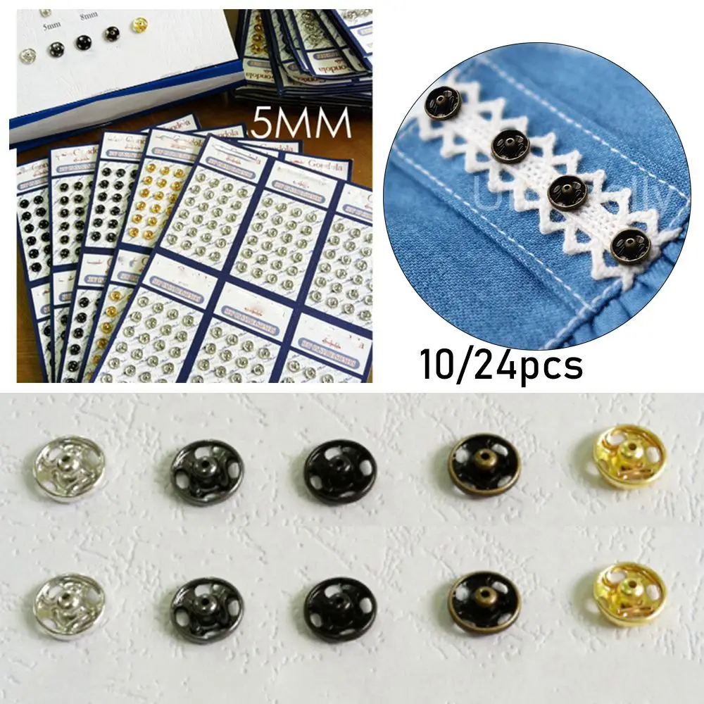 10/24pcs Mini Button Buckle DIY Doll Clothes 5mm Metal Buckle Invisible Snap for 1/6 Doll Clothing Sewing Accessories