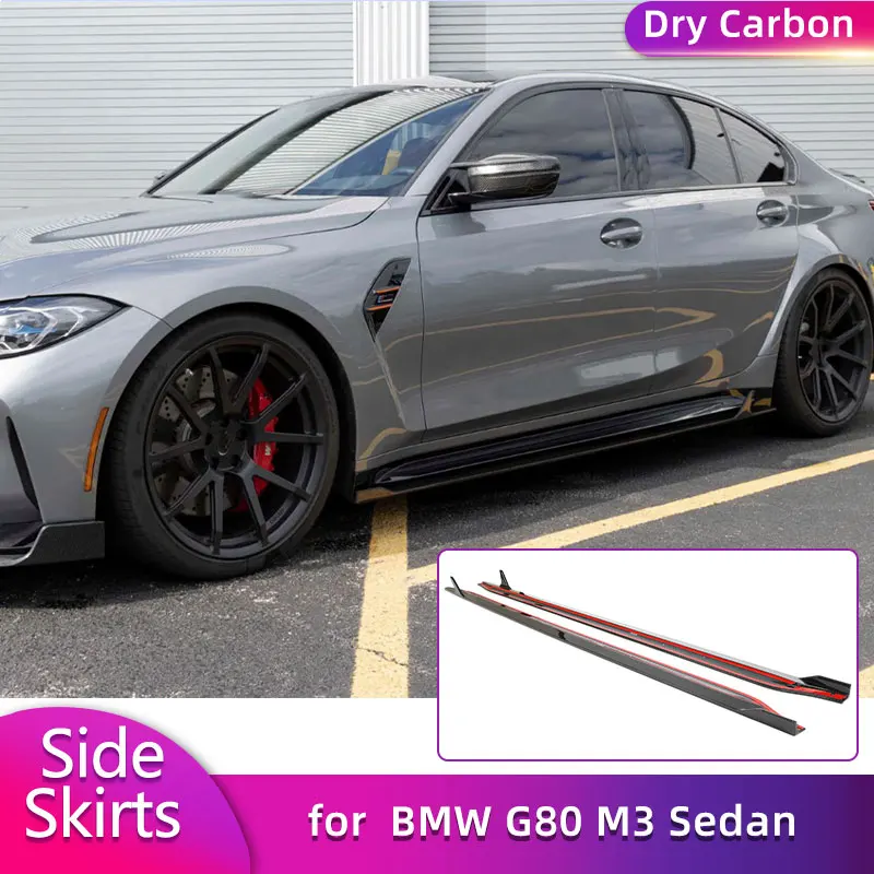 

Prepreg Dry Carbon Side Skirts Extensions for BMW G80 M3 Sedan 4-Door 2021+ Car Racing Side Door Bumper Apron Lip Skirt Body Kit