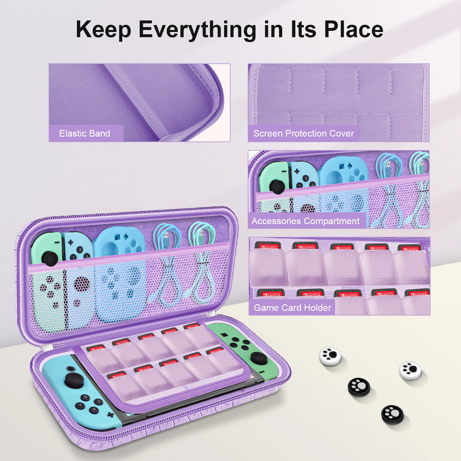 Портативная дорожная сумка, подходящая для Nintendo Switch, комплект защитных аксессуаров с OLED, защитным чехлом для экрана и 4 колпачками для клавиш